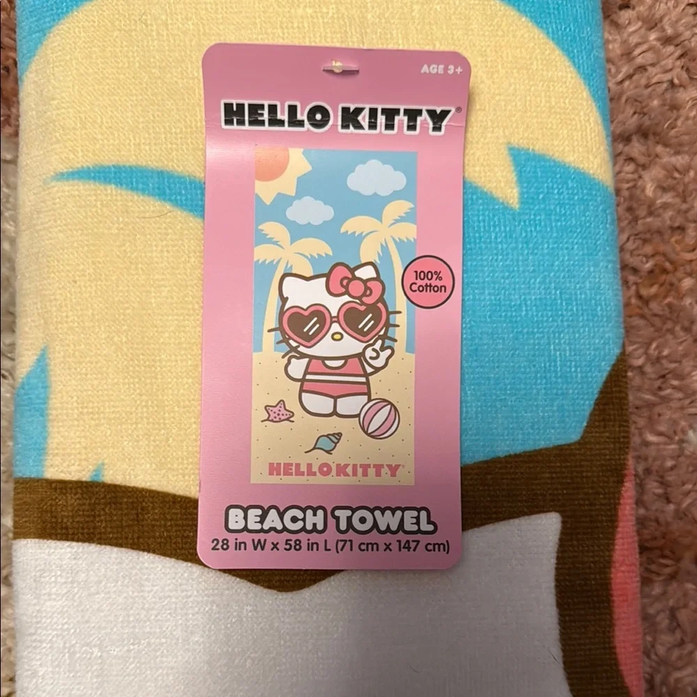 - Summer is coming! Hello Kitty Tropical Beach Towel - Pink, Yellow, Blue.